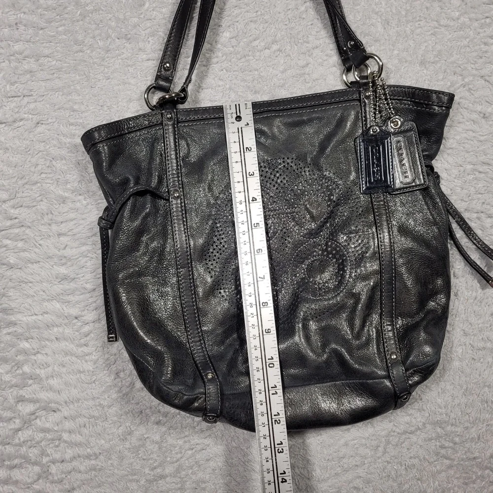 Coach Audrey Black Leather Perforated Tote Bag‎ Purse Handbag 19570